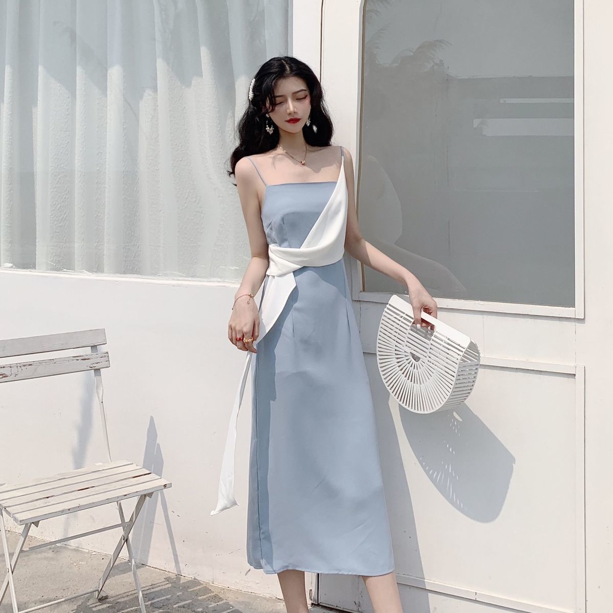 Temperament dress 2021 summer new super hot trend waist strap skirt women's medium length belly covering slim skirt