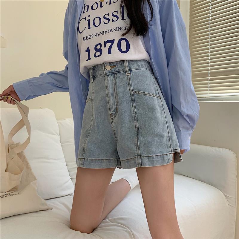 Denim shorts women's loose Korean version summer high waist loose thin casual foreign style students wear A-line versatile pants