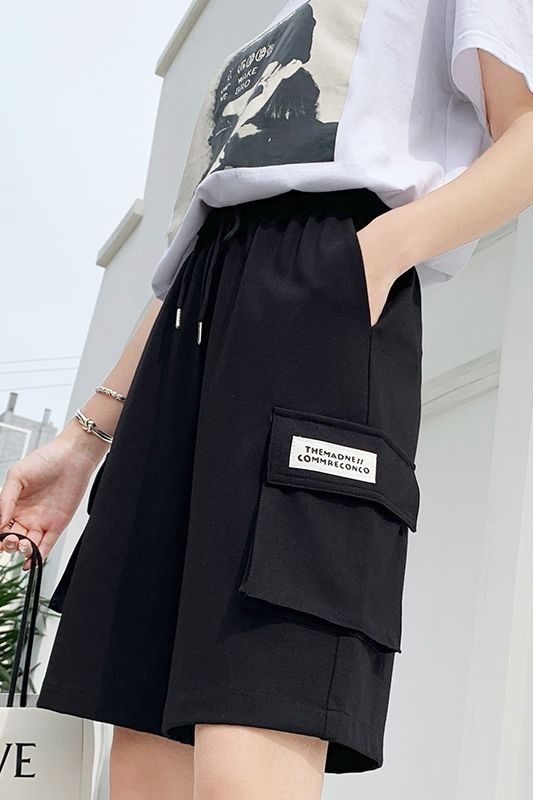 Overalls female student Korean loose pants 2022 summer new high waist versatile casual wide leg SHORTS MEN
