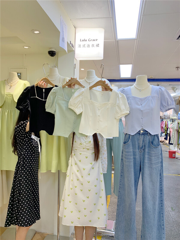 [Lulu grace] French square neck short temperament shirt ys1-6391\zjy