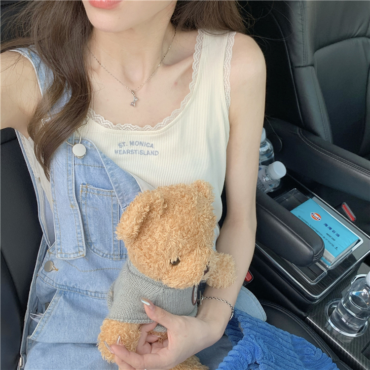 Real price ~ short I-shaped vest women's design sense knitted inside with small suspender 2022 new outerwear top