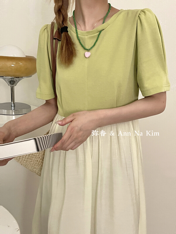[Mi Xiang] fashion color contrast mosaic dress (with necklace) 5336\hjy