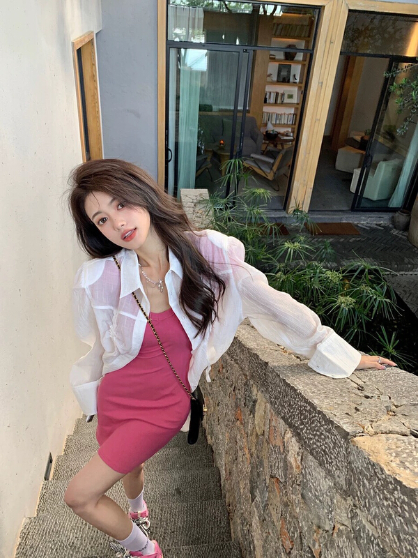 [y.jia EJA] simple sunscreen shirt suspender skirt suit 9533