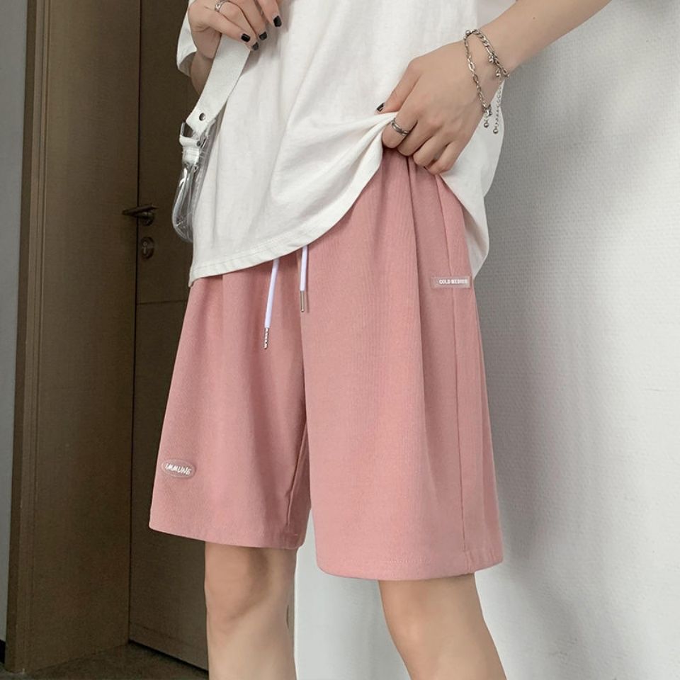 Ice silk shorts women's summer loose thin 2022 new high waist straight tube slim casual wide leg sports pants
