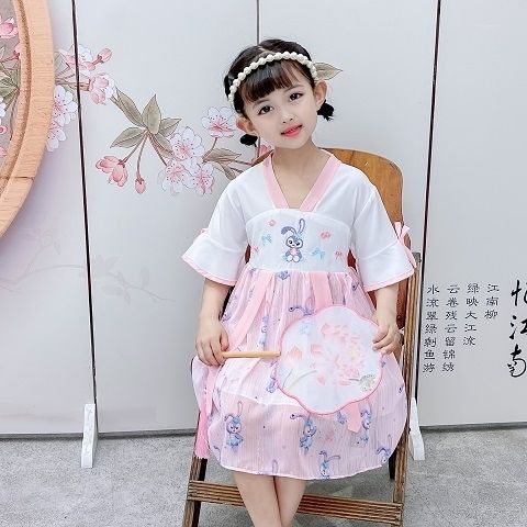Han girls' summer dress children's ancient Ru skirt one year old baby super fairy ancient Tang princess skirt summer