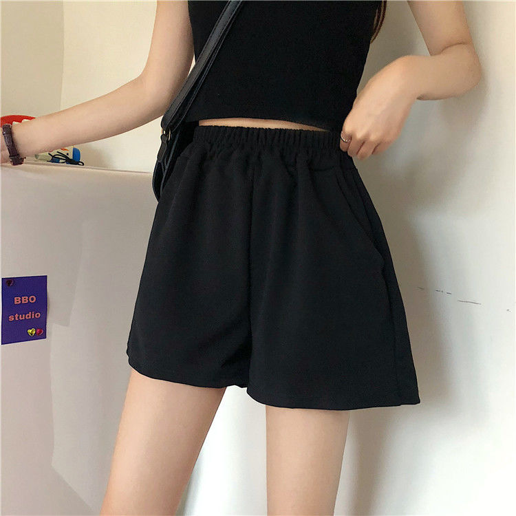 Sports shorts women's summer 2022 new high waist loose thin Korean black casual student wide leg hot pants