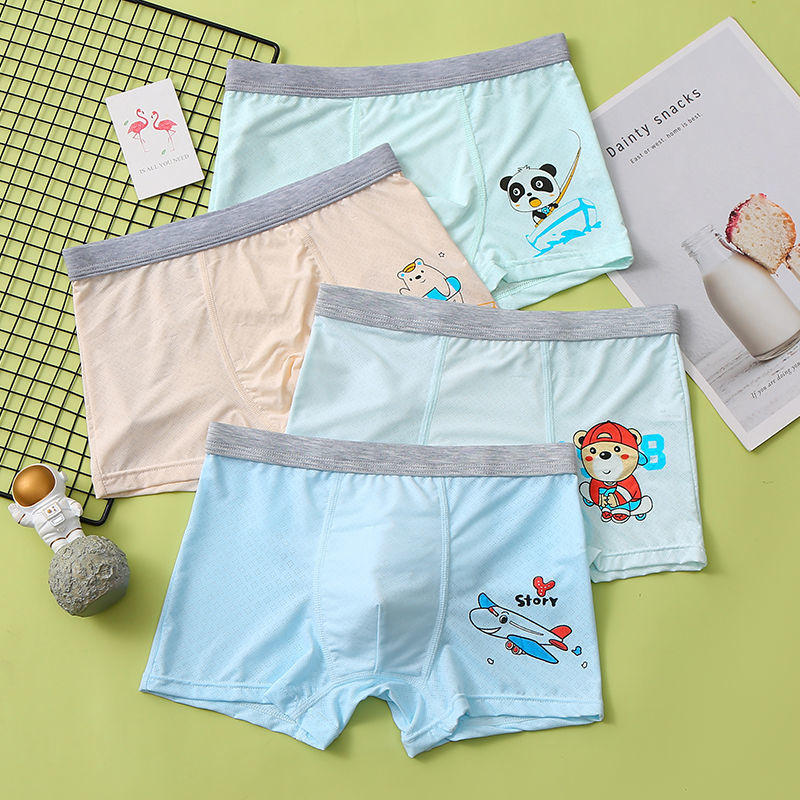 Children's underpants boys' ice silk antibacterial summer students' flat angle boys' middle and older children's 10-year-old baby shorts