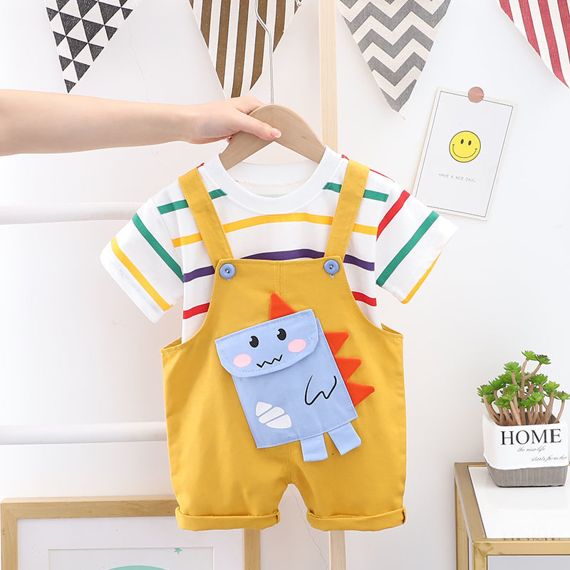 Children's summer baby suit 0-5 year old infant cartoon new leisure trend children's suit short sleeve two piece set