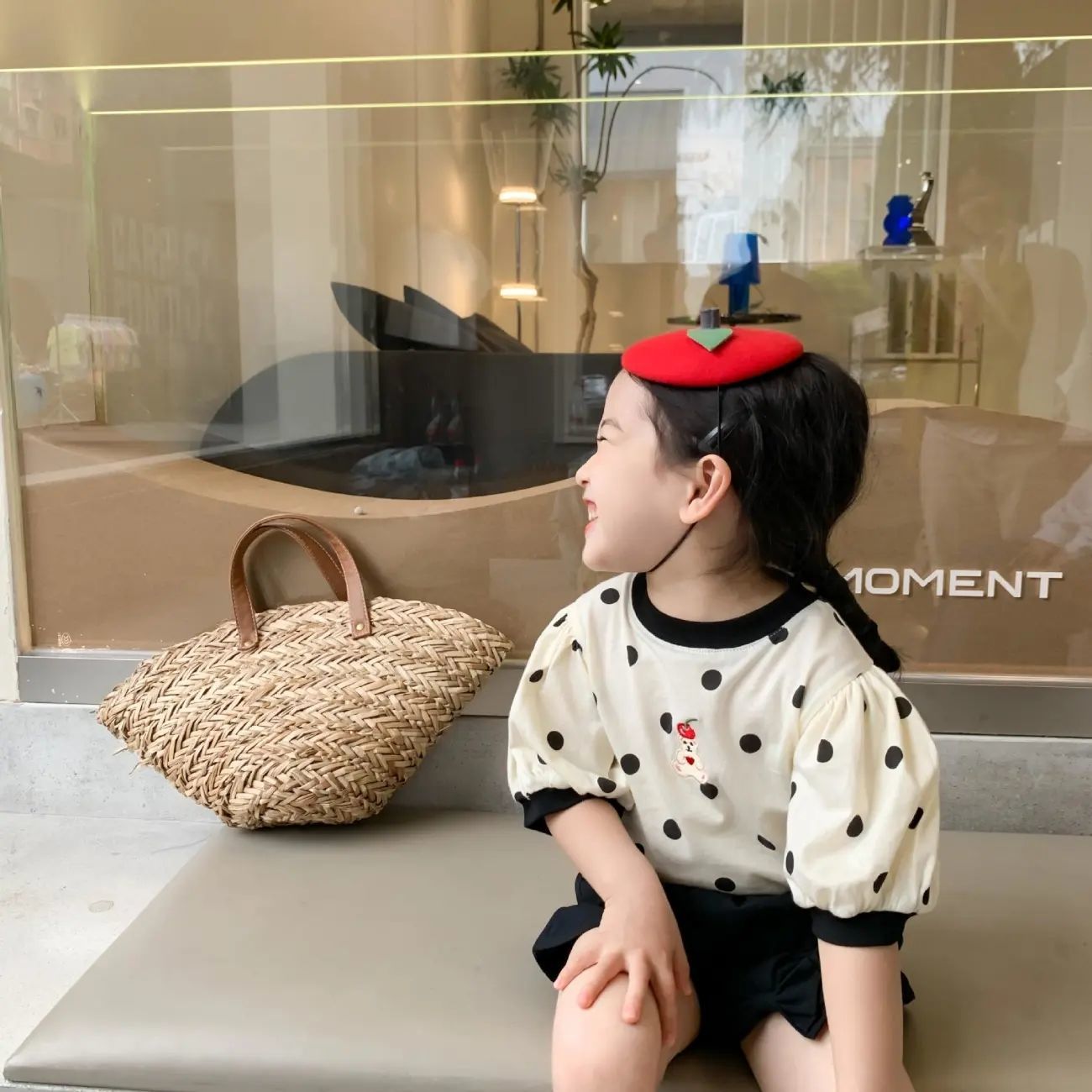 Children's clothing children's T-shirt 2021 summer exotic girls' fashion color contrast dot cartoon Baby Short Sleeve Top T