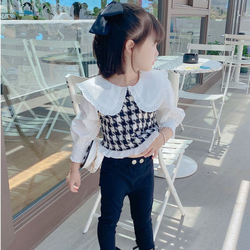 Girls' spring and autumn clothes small Xiangfeng shirt 2022 new foreign style Korean version baby collar shirt baby long sleeve top fashion