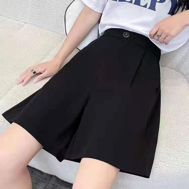 Shorts women's summer 2022 new loose wide leg cropped pants thin high waist A-shaped slim suit pants drop feeling pants