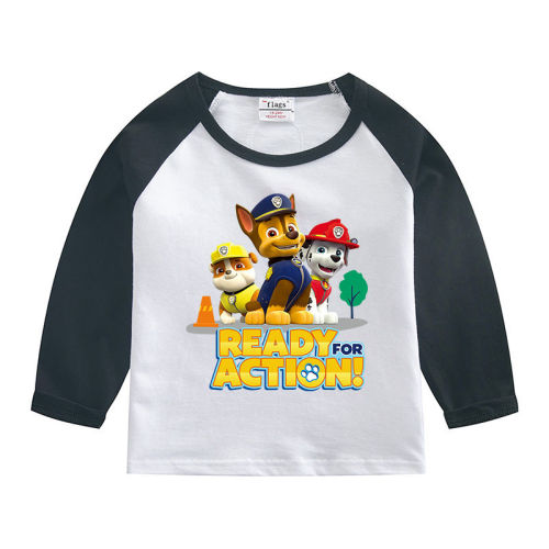 Wang Wang team boys' baby long sleeve top spring and summer  new children's clothing middle and small children's girls' round neck T-shirt