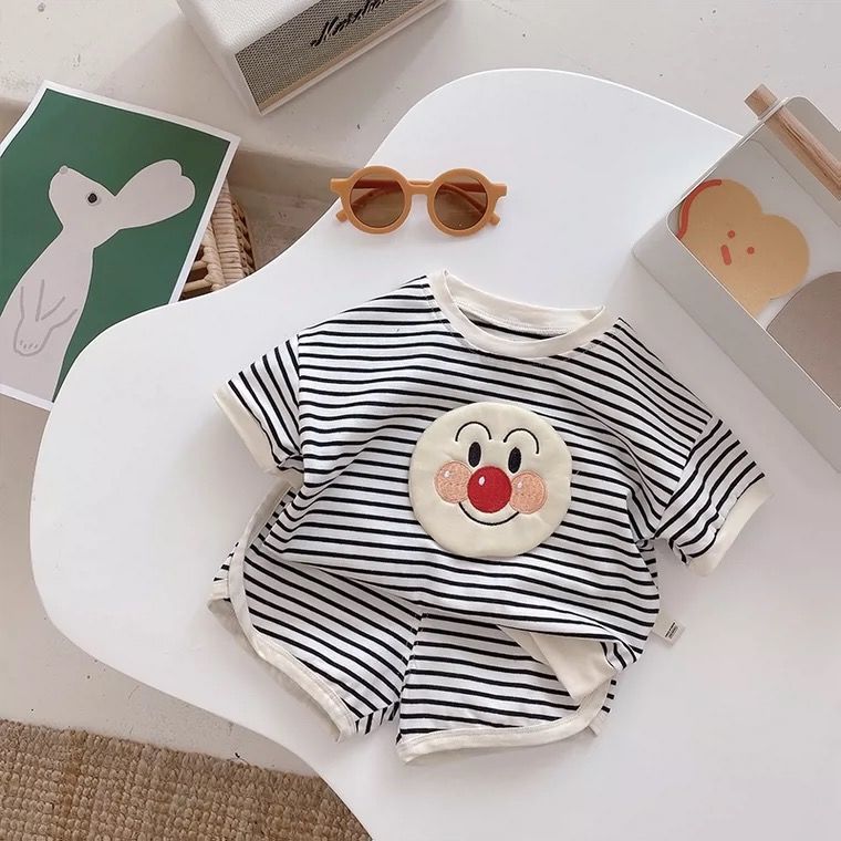 Baby Set summer girls' thin striped short sleeve shorts two-piece boys' summer T-shirt sports set