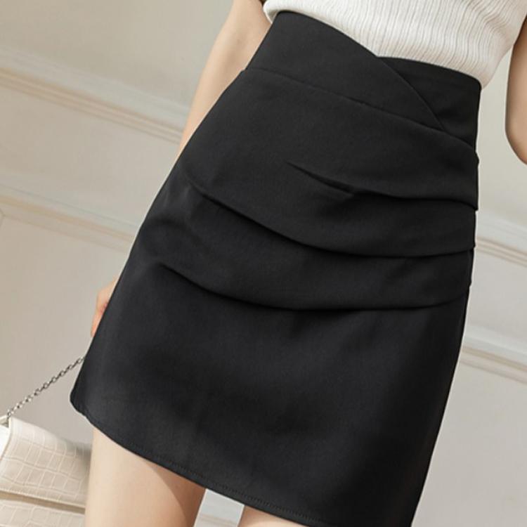 Black suit short skirt women's spring and summer 2022 new high waist A-line skirt slim fit one-step skirt with buttocks wrapped