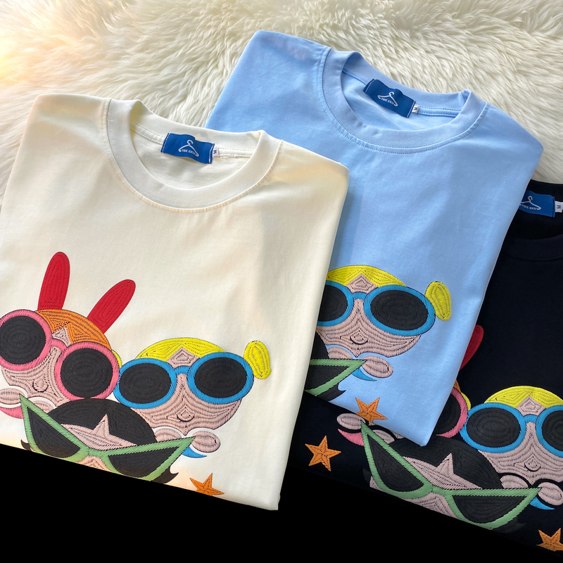 Cotton bonded collar 200g 2022 printed short sleeve T-shirt women's design fashion versatile trend