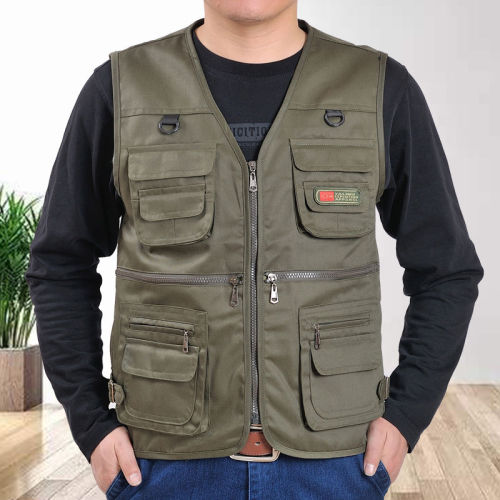 Dad fishing in spring and autumn, waistcoat, outdoor middle-aged and elderly people, Multi Pocket Camisole, photographic vest, Dad's Vest