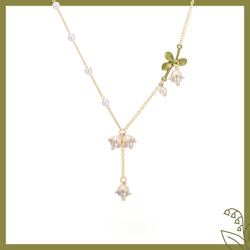 Healing gentle school lily of the valley flower neck chain super fairy temperament versatile Necklace Jewelry Mori chain female Choker
