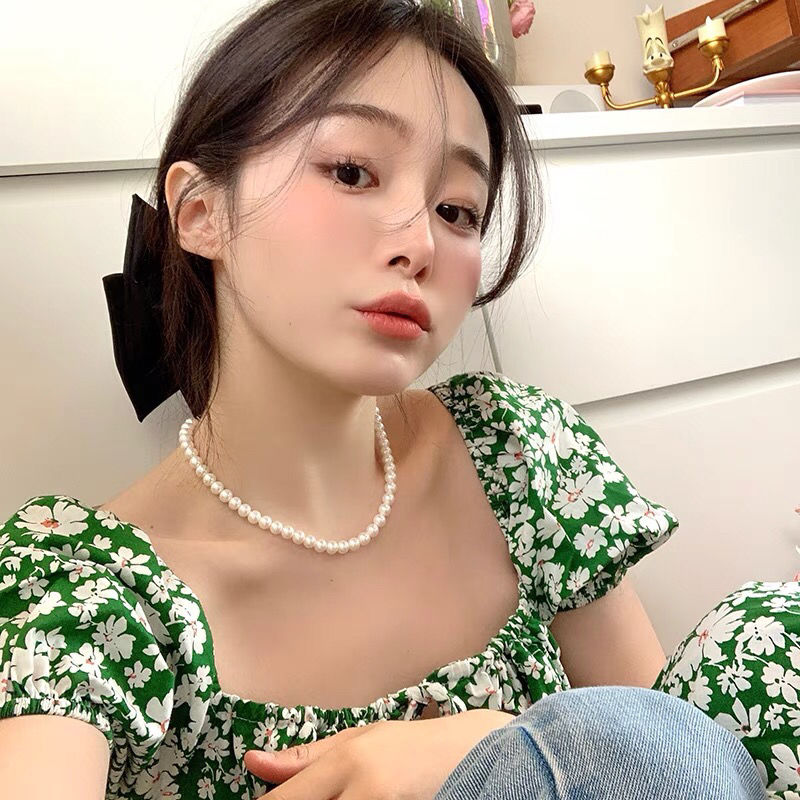 Female clavicle chain with the same pearl necklace of forever 2022 new fashion light luxury temperament French high sense Necklace