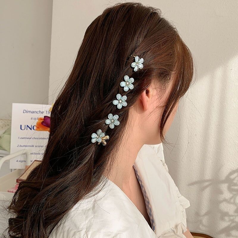 Exquisite crystal small clip alloy flower banger headdress female side clip plum blossom hairpin horsetail clip small clip