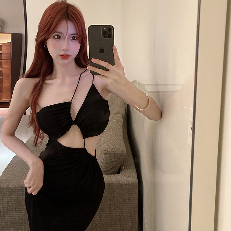 Real price hollow out waist strap dress dress