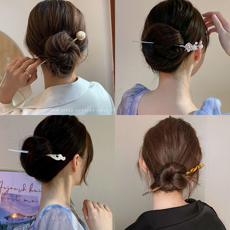 Modern simple daily hairpin curling headdress ancient wind curling hairpin net red hairpin advanced sense curling hair artifact