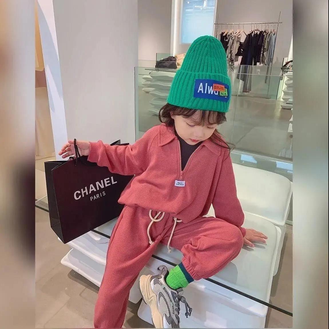 Small and medium-sized girls' net red sports suit new spring children's spring coat baby exotic two-piece set