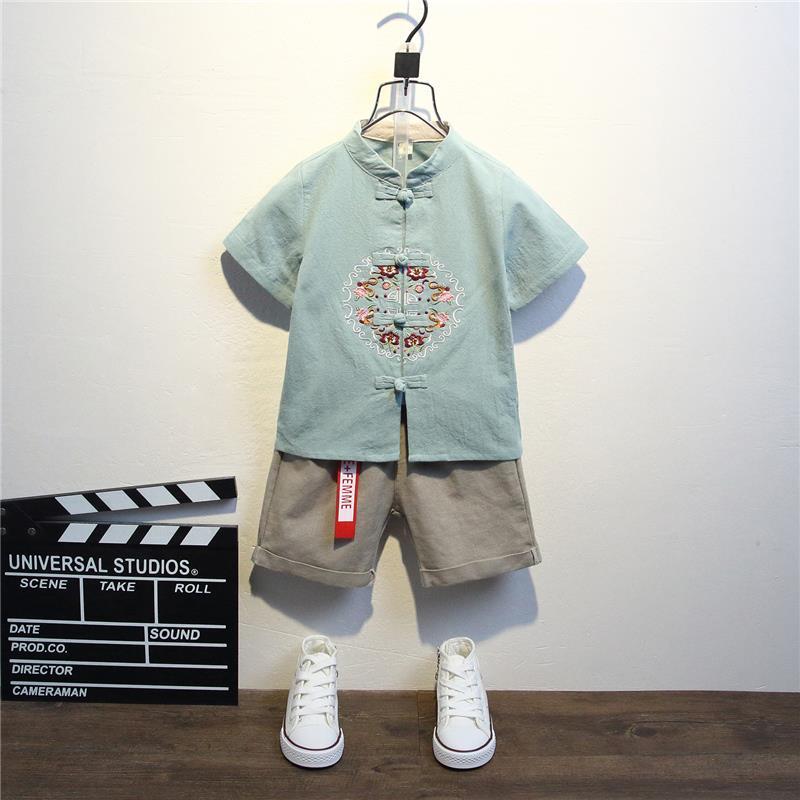 Hanfu boys' summer clothes ancient clothes children's summer ethnic style clothing set one year old baby clothes Chinese style Tang clothes