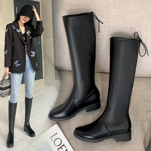 Women's boots with large tube circumference 41-43 wide fat feet thick legs long boots over the knee without dropping tube fat mm high tube large elastic boots