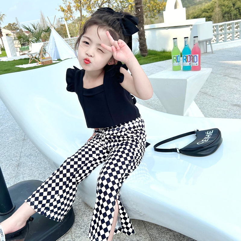 Girls' summer clothes 2022 new princess backless leisure suit female baby foreign style net red fashionable two piece suit