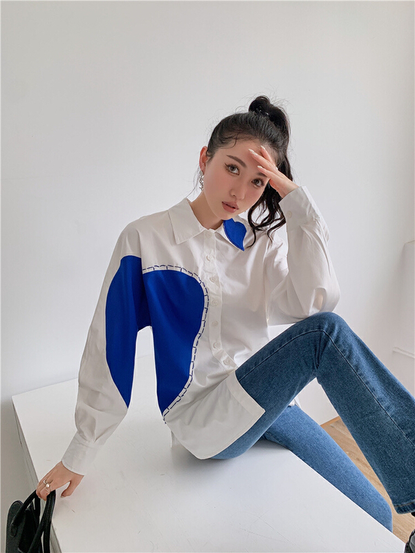 [AC] Klein Blue Love stitching temperament shirt 7066\jj