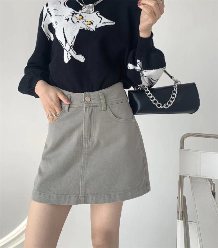 Original price 84.90! [Wawa] high waist versatile light proof skirt 8718\cjj