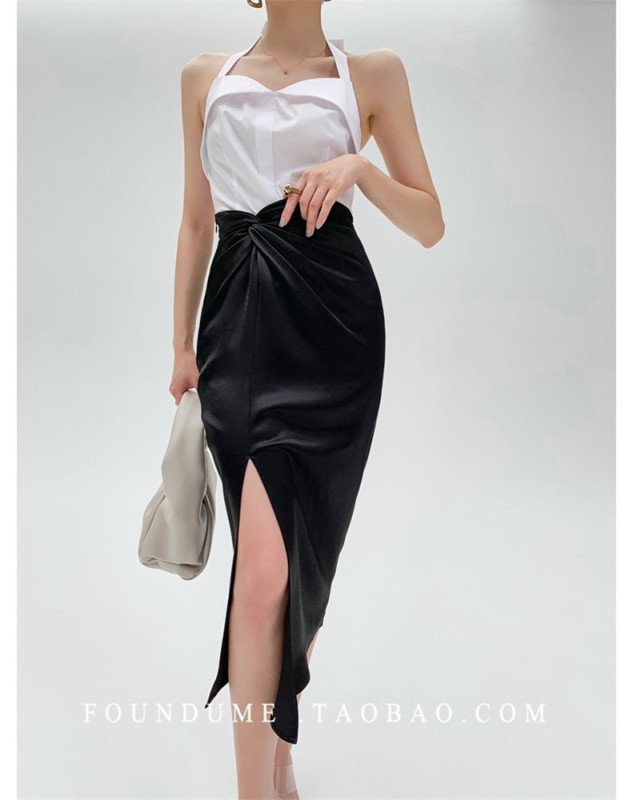 Original price: 95.88! [Linna] Korean fashion design split skirt 8926\jj