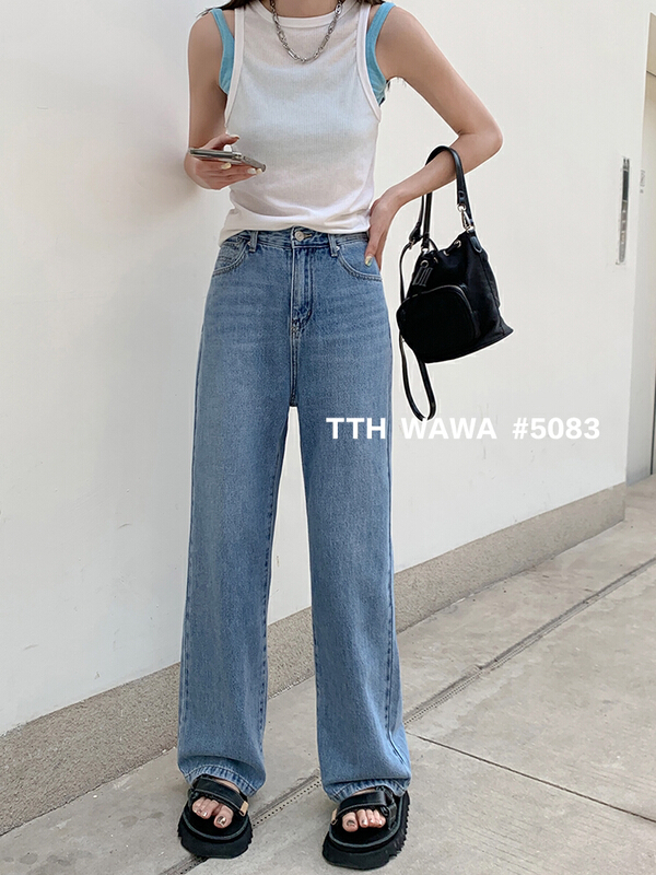 Original price 98.99! [Wawa] Korean casual versatile skinny vertical jeans 5083\lsl