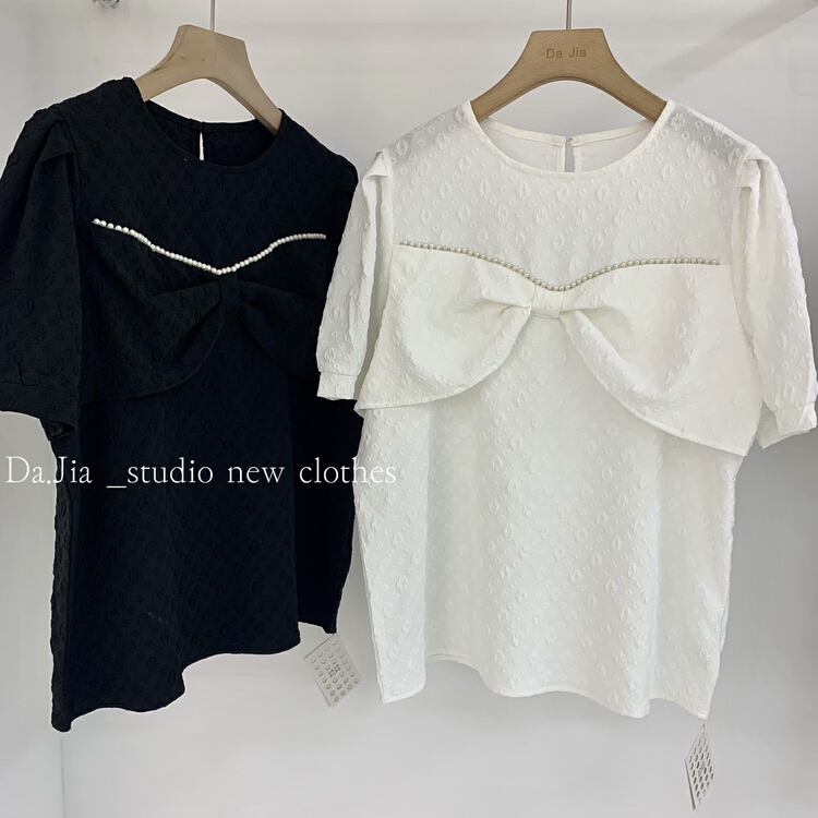 [Dajia] summer new fashion sweet jacquard bow short sleeve shirt 22511\zxx