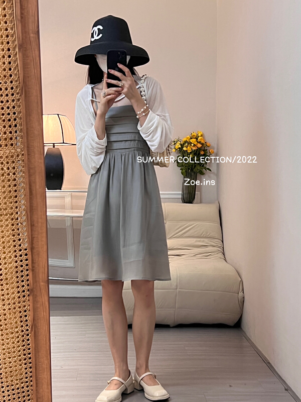 [Zoe Zoe] Korean pleated suspender waist collection dress (dress only) c1156\zjy