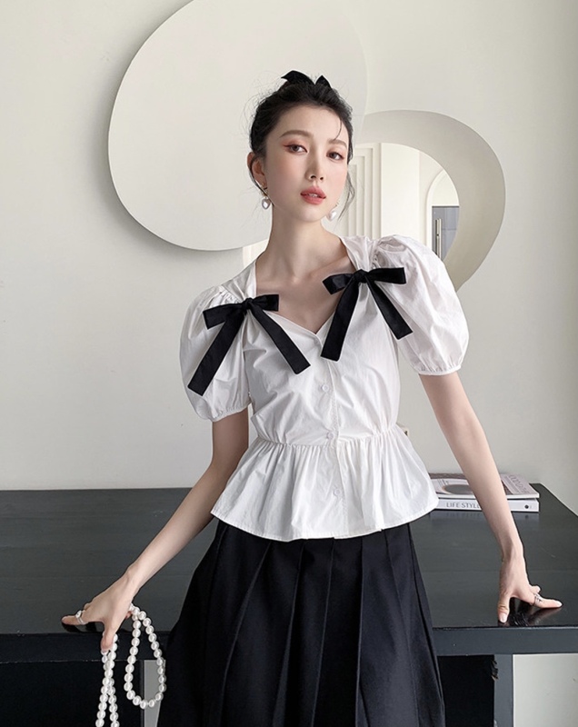 Original price 84.90! Recommended by buyers! [Linna] V-neck versatile Chiffon back strap shirt 6688\jj