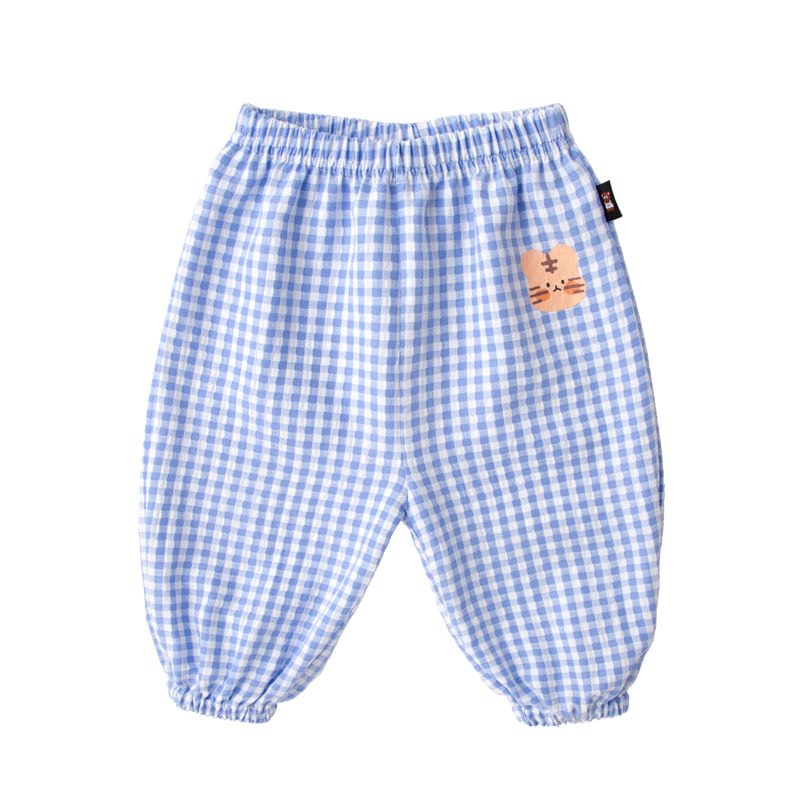Baby pants summer baby cotton check mosquito proof Pants Boys' thin pants casual pants girls' summer lantern pants