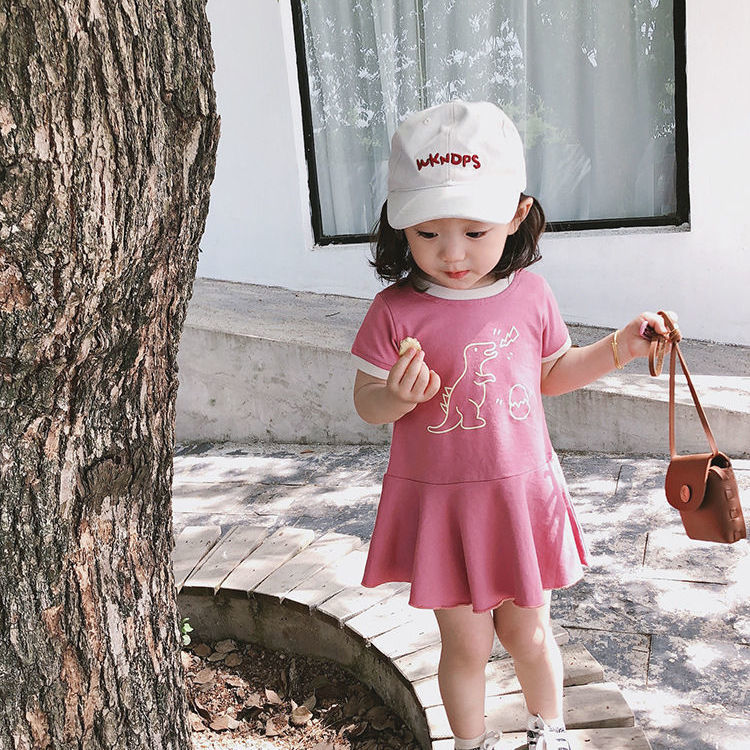 Baby skirt summer 2022 new short sleeve children's casual cute foreign style baseball skirt cotton Girl Dress