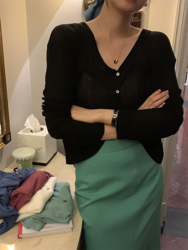[Sicily] cool thin sunscreen knitted cardigan (including 18% wool) ys2-8001\xj