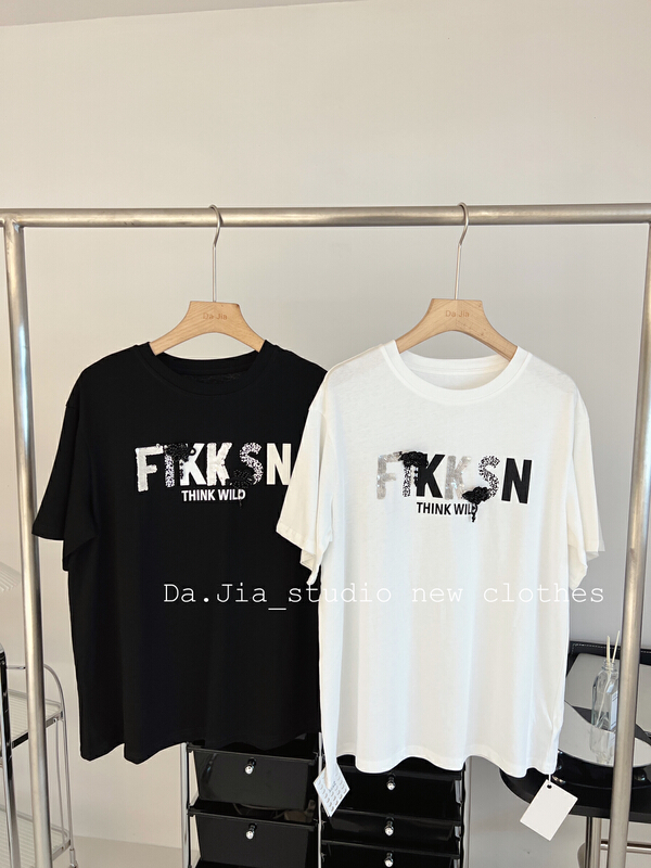 [Dajia] letter printed loose short sleeve T-shirt 22550\zxx