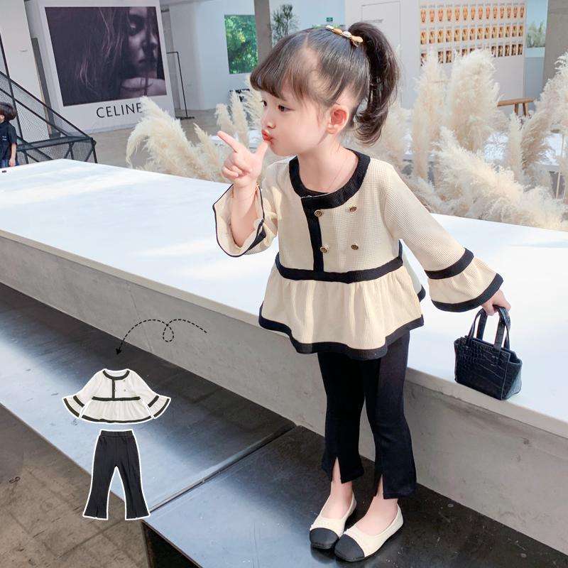 One piece \ Set Girls' Korean version foreign style fashionable small and medium children's wear girls' net red children's spring and autumn wear two piece set fashion
