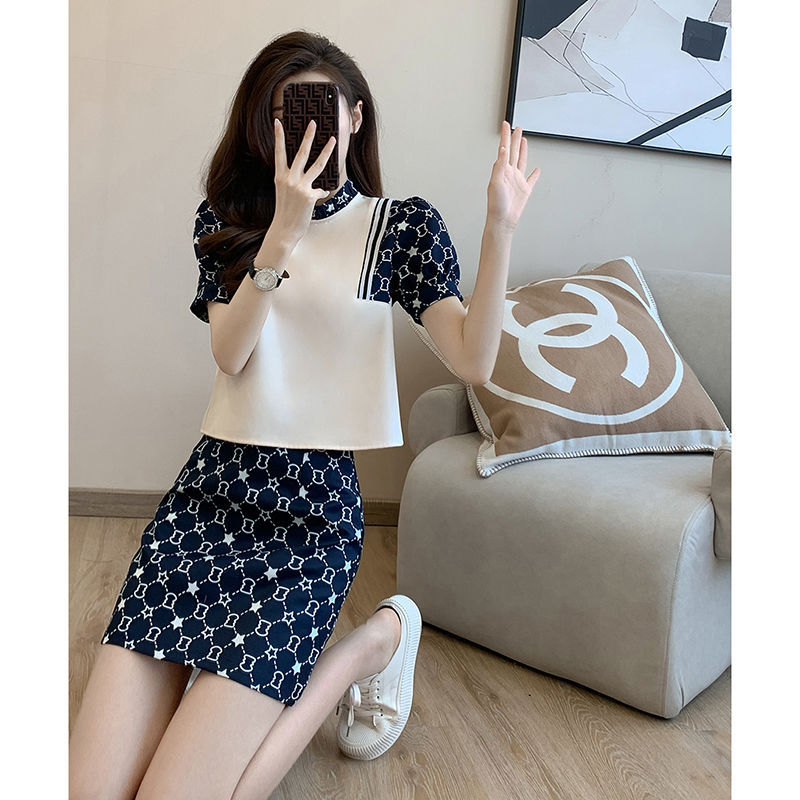 Spot 6535 cotton French Skirt Set women's summer new small fragrance short top two-piece set
