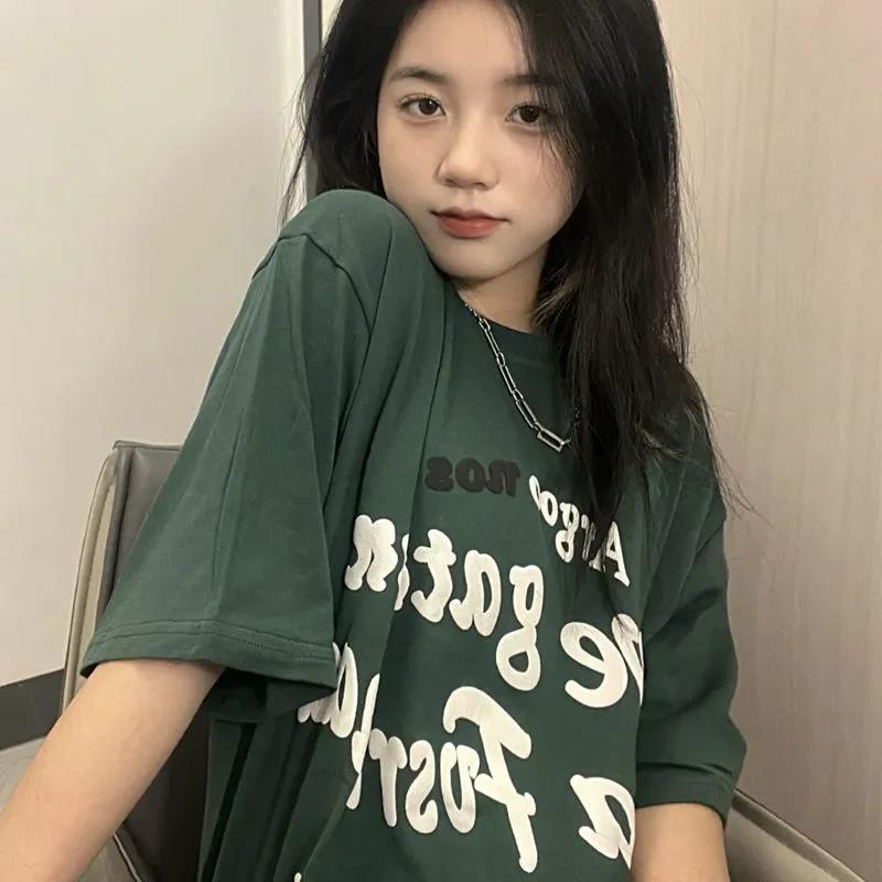 No pilling super fire short sleeve T-shirt women's summer new ins American Retro High Street loose half sleeve top