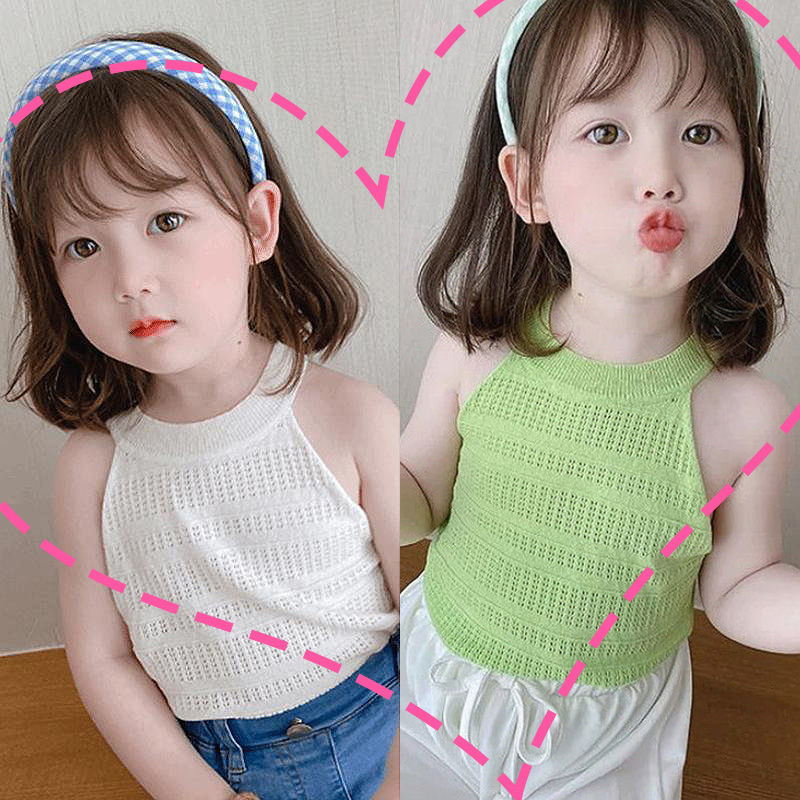 Girls' boys' summer clothes thin top 2-12 years old wearing bottoms air-conditioned clothes sleeveless suspender children's Vest