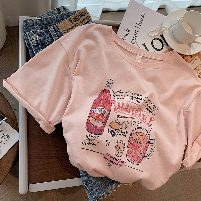 Cotton 2022 printed short sleeve T-shirt women's design fashion trend