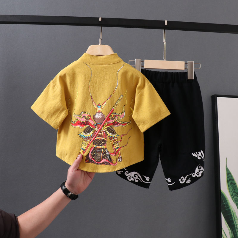 Children's clothing children's Tang clothing boys' summer clothing short sleeve suit baby ancient clothing Han clothing boys' summer clothing thin style handsome