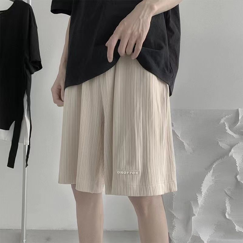 Men's and women's 2022 summer thin ice sports shorts straight tube wide leg Hong Kong Style loose casual 5-point pants