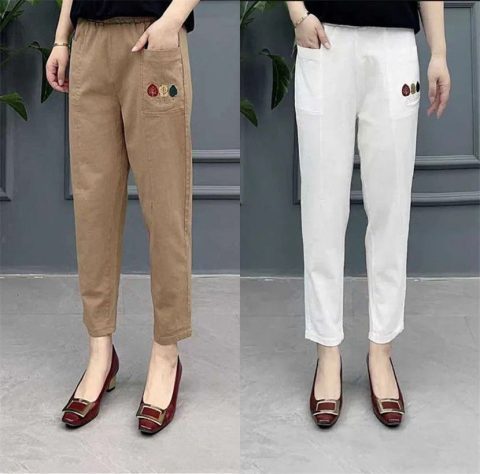 Summer and Korean thin cotton linen pants women's loose radish pants  new high waist slim nine point Harun pants