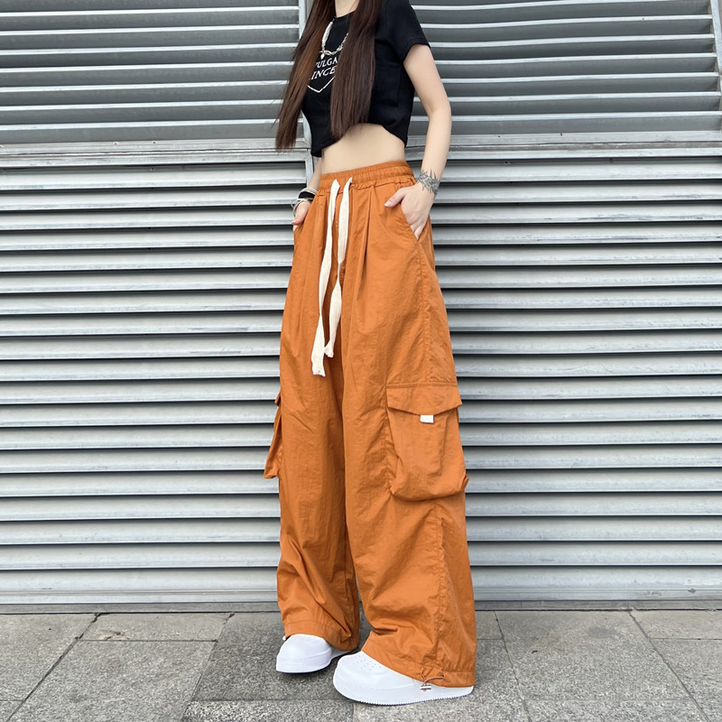 Live \u.s. overalls women's 2022 new loose drawstring straight pants Multi Pocket leisure sports Leggings