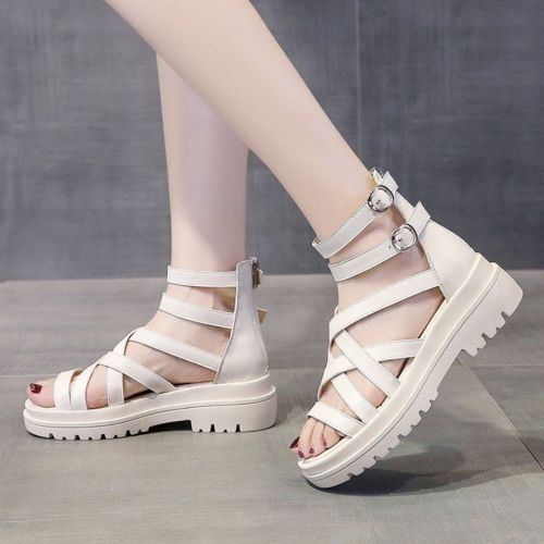 Roman sandal lady 2022 new summer net red ins fashion fairy high top shoes thick soled elevated cool boots